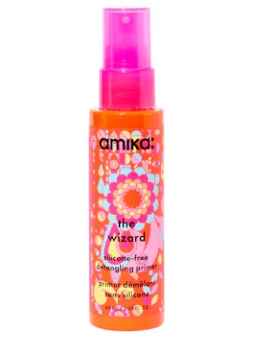 amika The Wizard Detangling Primer in Bright Pink and Orange